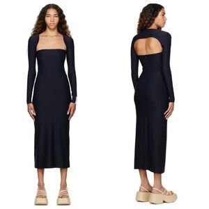 Rokh Jersey Detachable Sleeves Black Dress